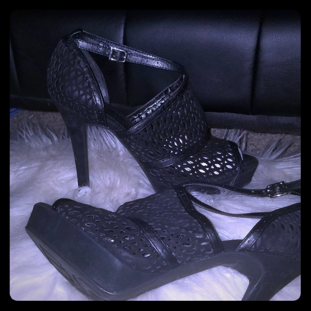 BCBG Suede Black Heels